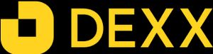 A rounded yellow rectangle with a square missing from the top left, followed by "DEXX" in yellow