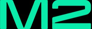 "M2" in light green boxy letters