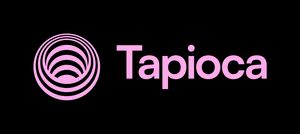 A pink circle formed out of concentric lines, followed by "Tapioca" in pink